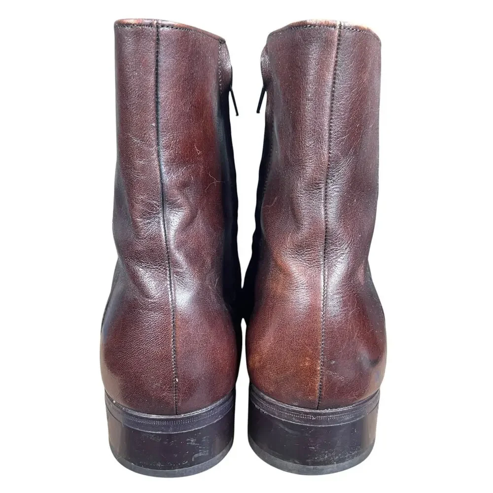 Vintage Florsheim Imperial Mens Brown Leather Zip Boots Size 11 D